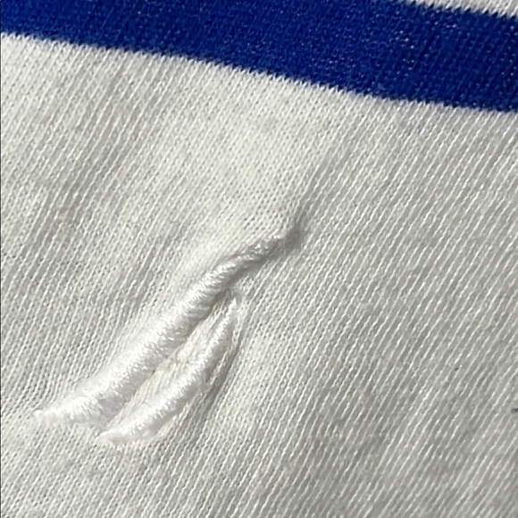 Nautica White and Blue Striped Boxy Long Sleeve 3/4 Length Top Tee - Picture 7 of 10